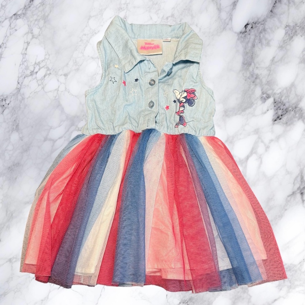 Disney Junior‎ Minnie Mouse Tulle Dress 12M red white and blue